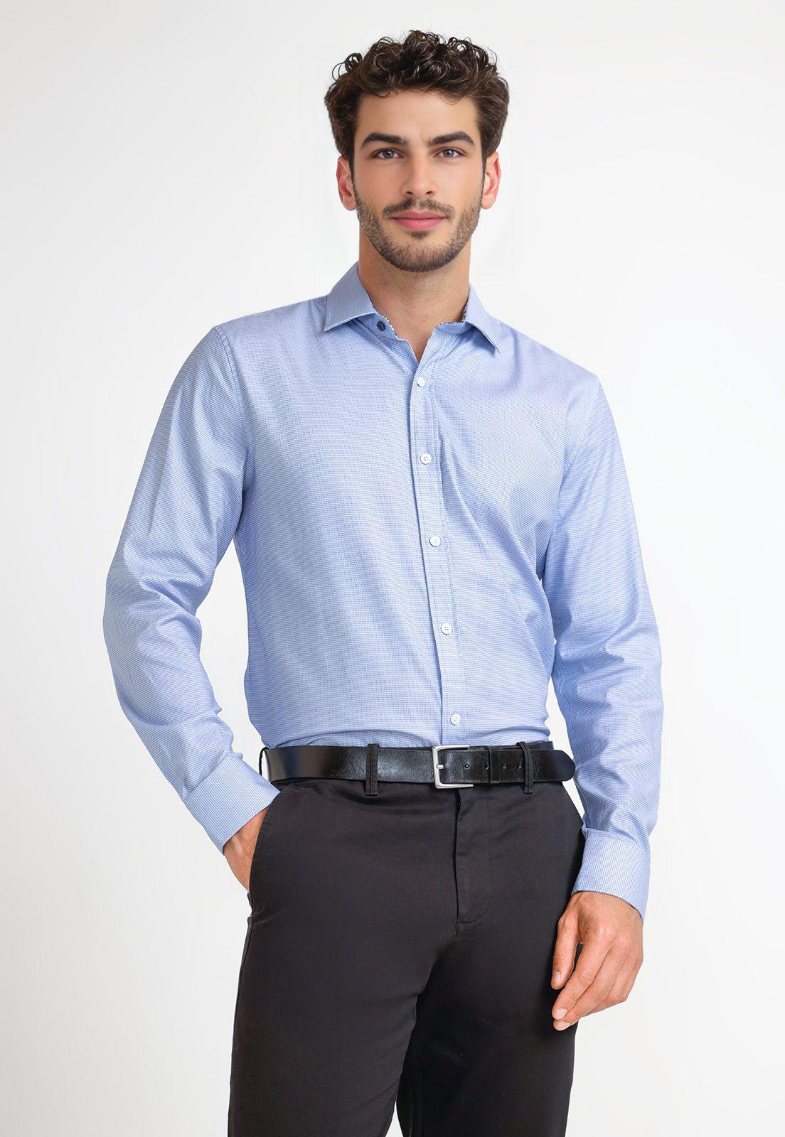 Camisa Formal Hombre Celeste-0