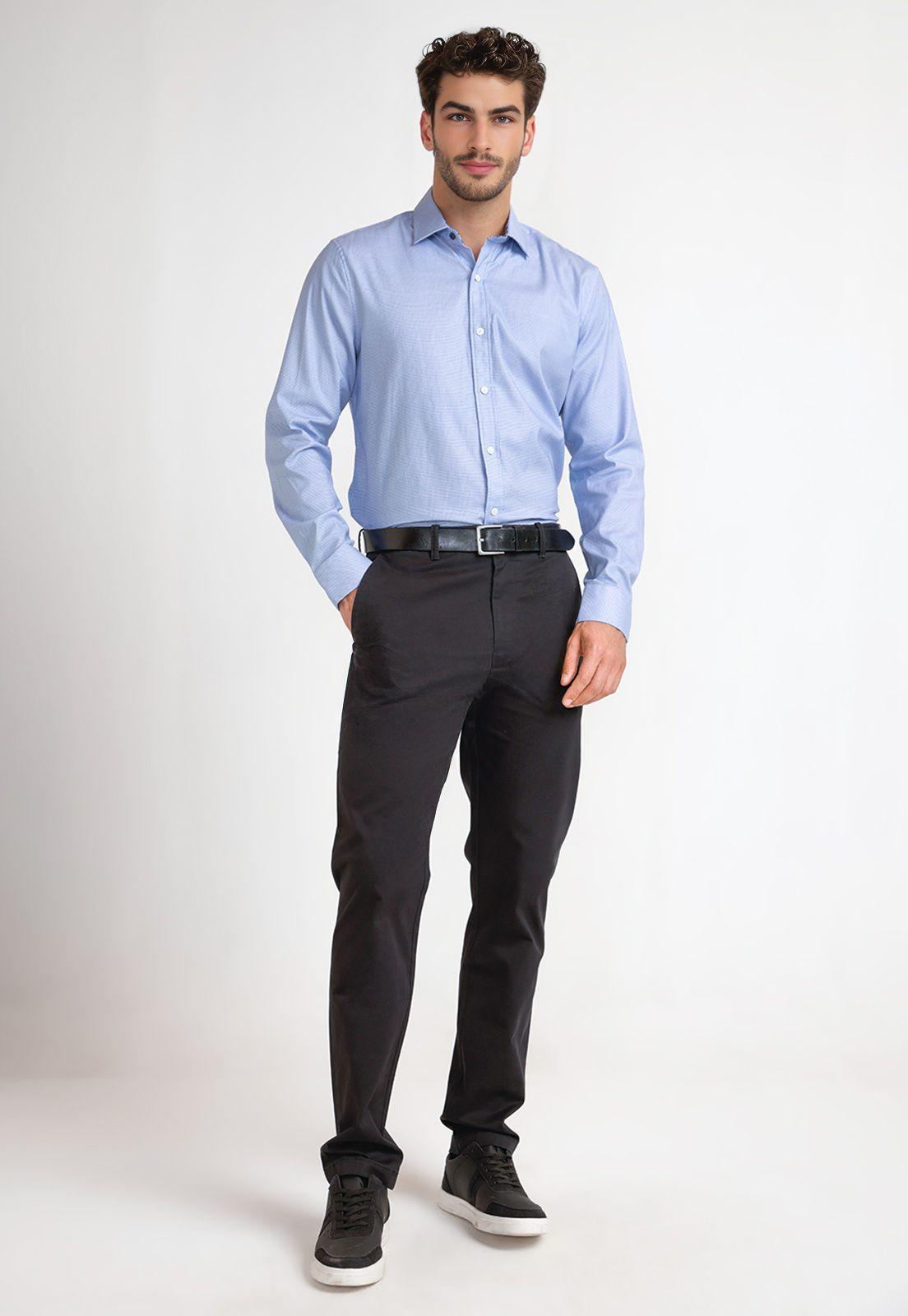 Camisa Formal Hombre Celeste-3