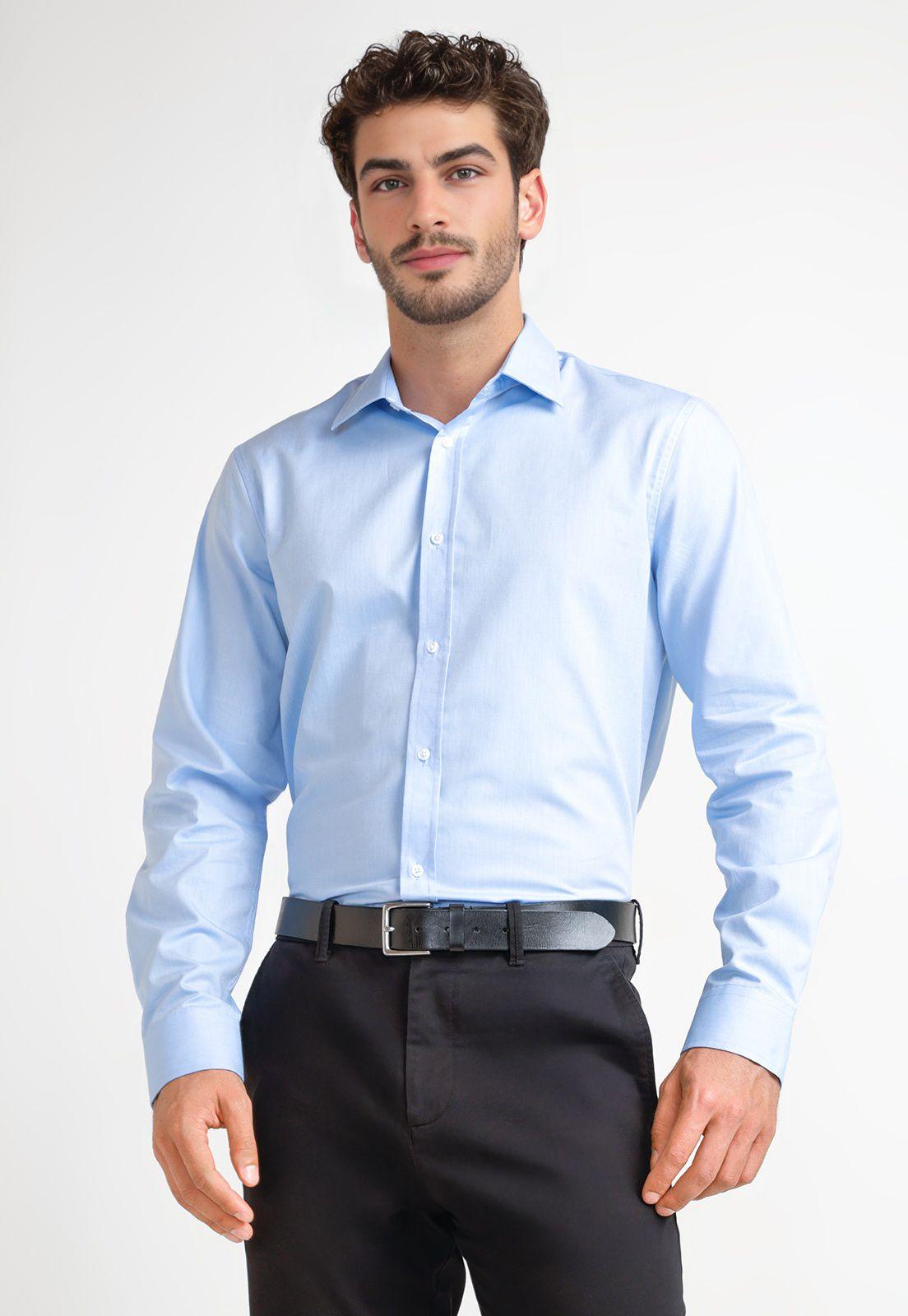 Camisa Hombre Formal Celeste Slim-0