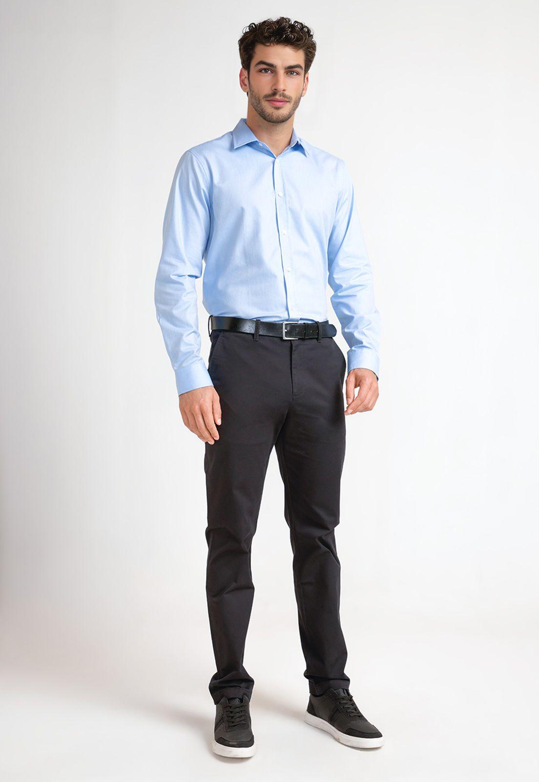 Camisa Hombre Formal Celeste Slim-3