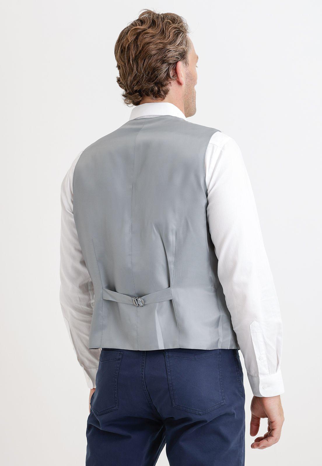 Gillet Formal Hombre Mezcla Lana Fantasia Slim Winter Gris-1