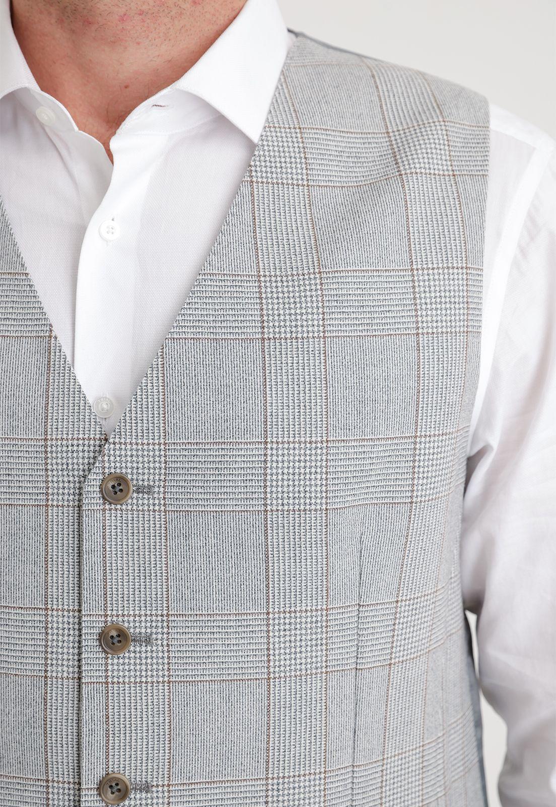 Gillet Formal Hombre Mezcla Lana Fantasia Slim Winter Gris-2