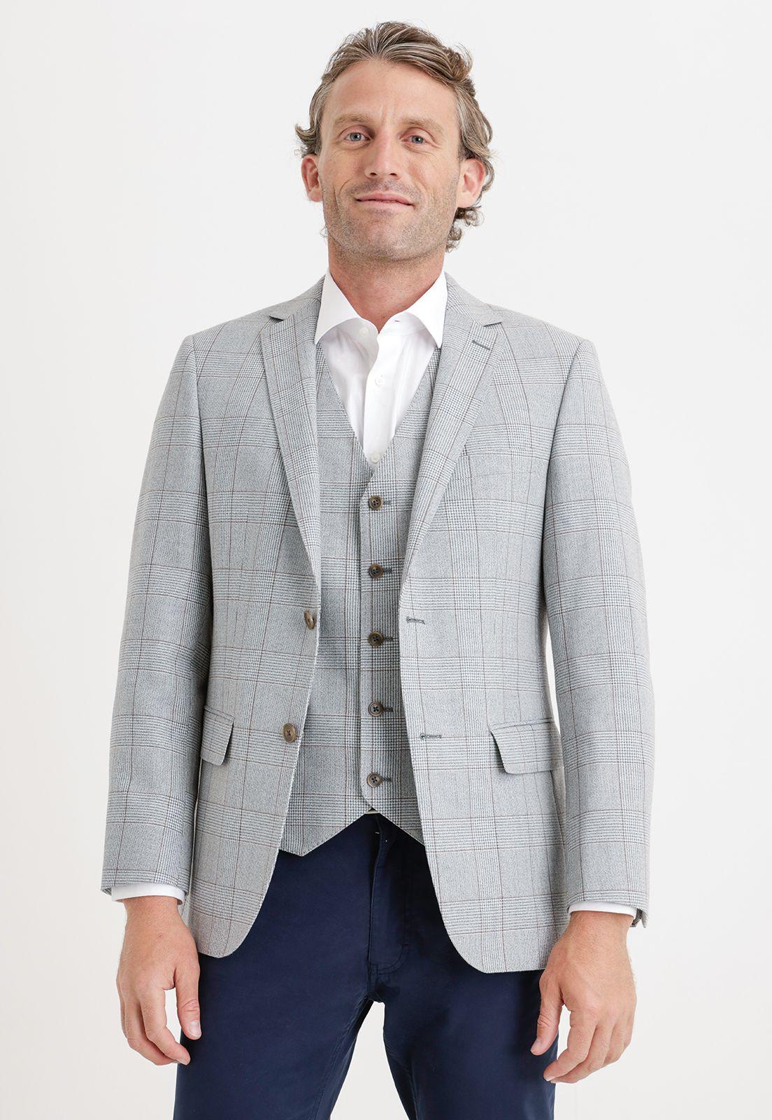 Gillet Formal Hombre Mezcla Lana Fantasia Slim Winter Gris-3