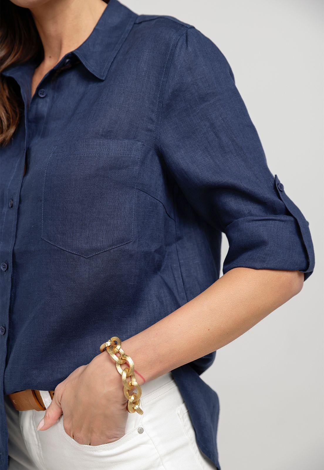 Blusa Mujer Cea Lino Navy-2