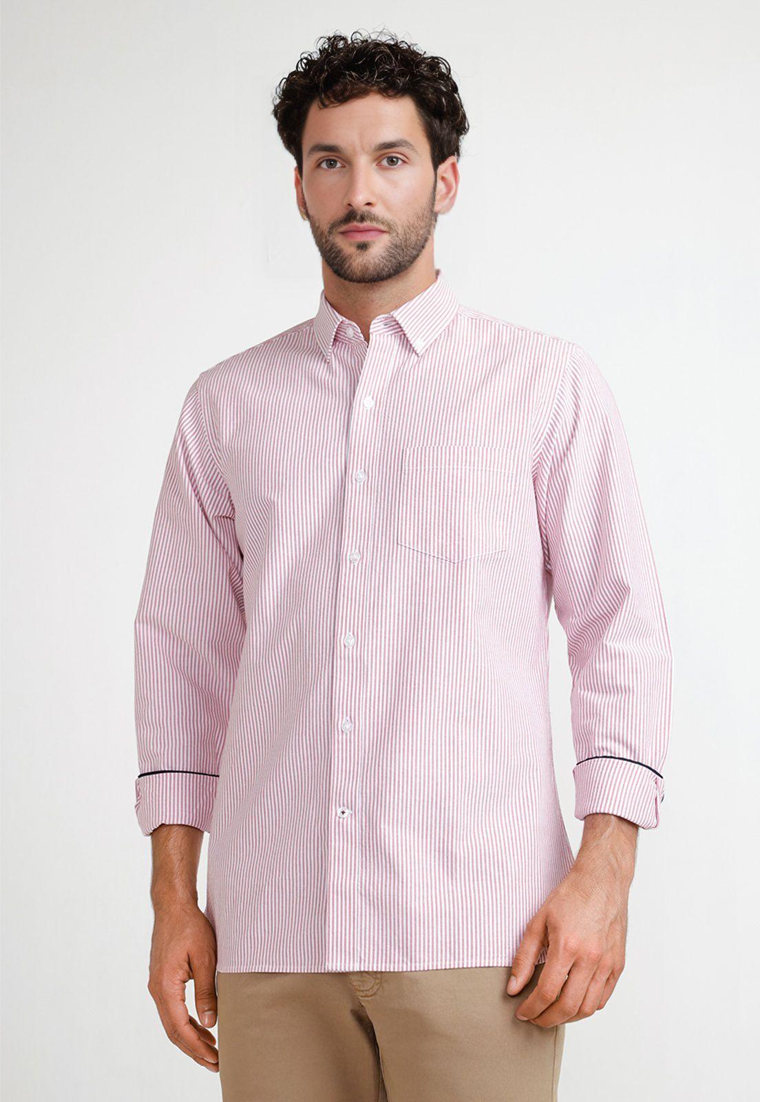 Camisa Rayas Hombre Beta Rojo-0
