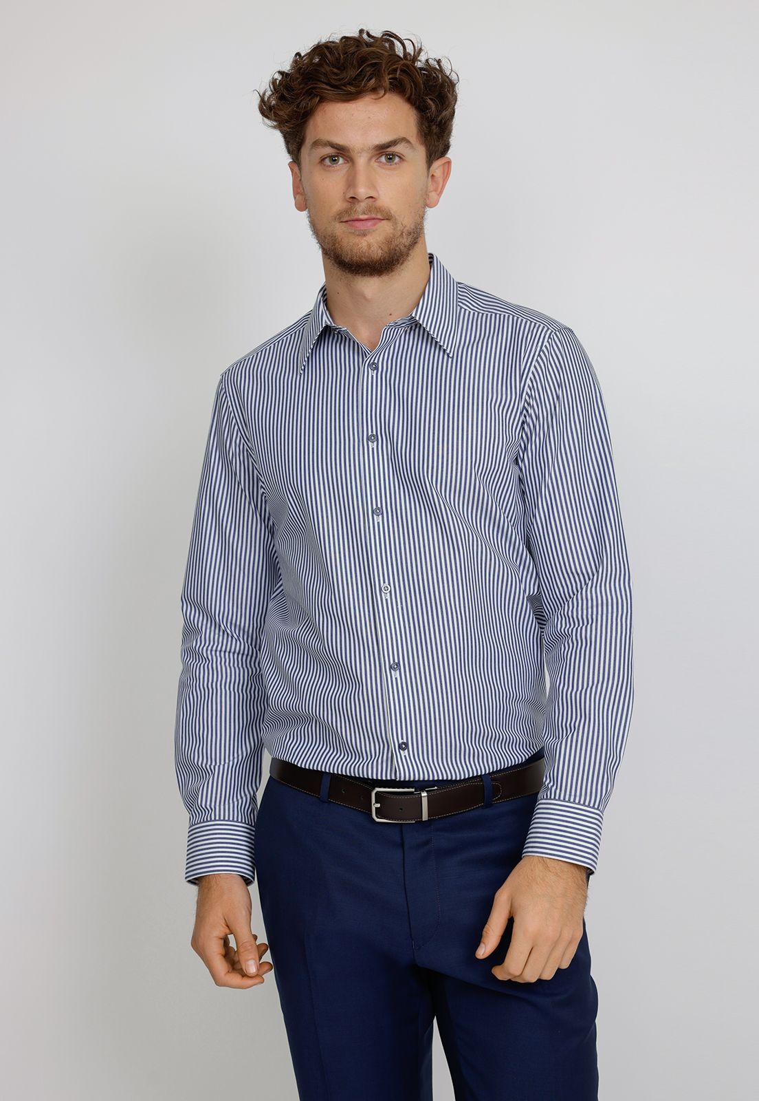 Camisa hombre formal executive rayas azul-0