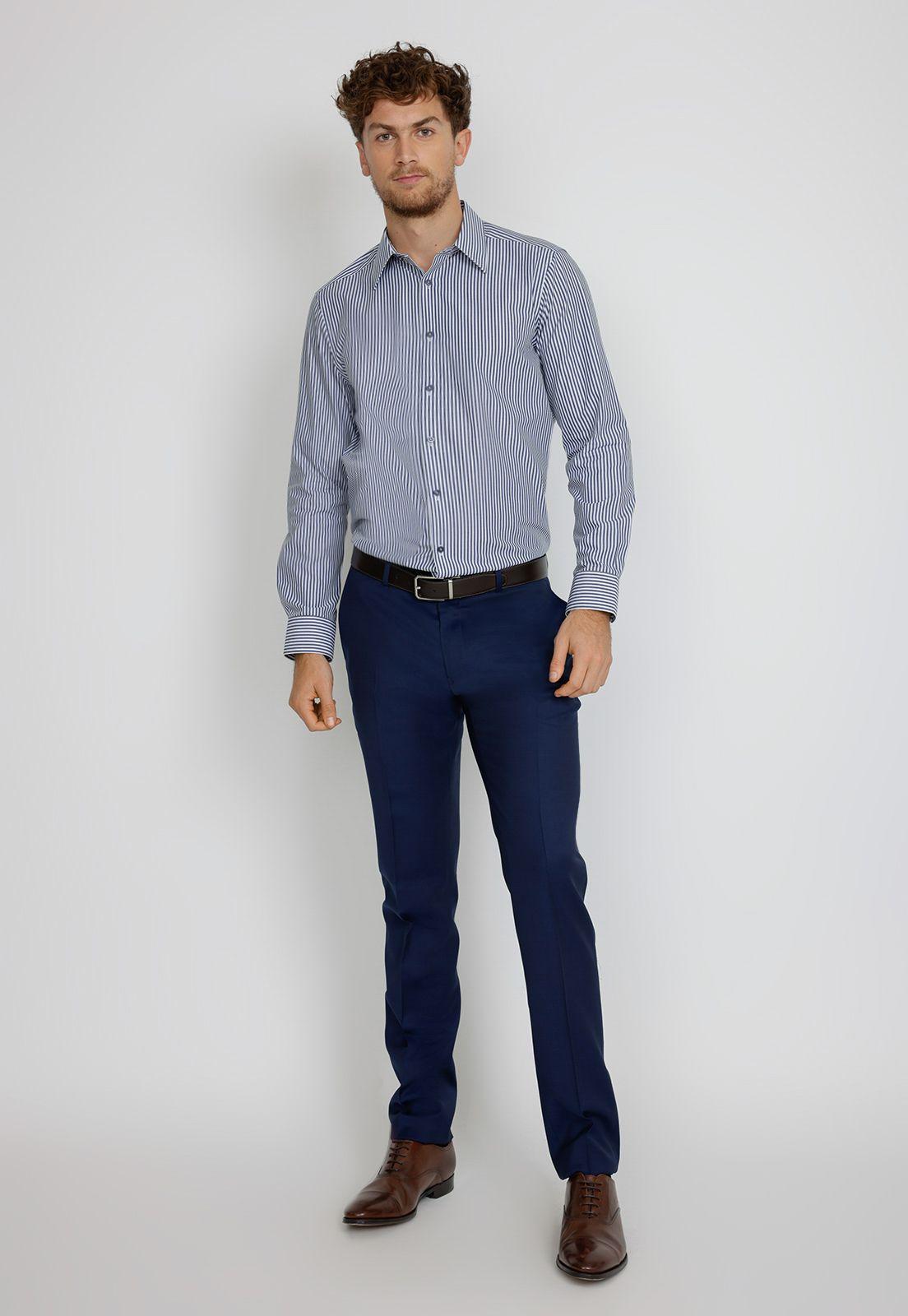 Camisa hombre formal executive rayas azul-3