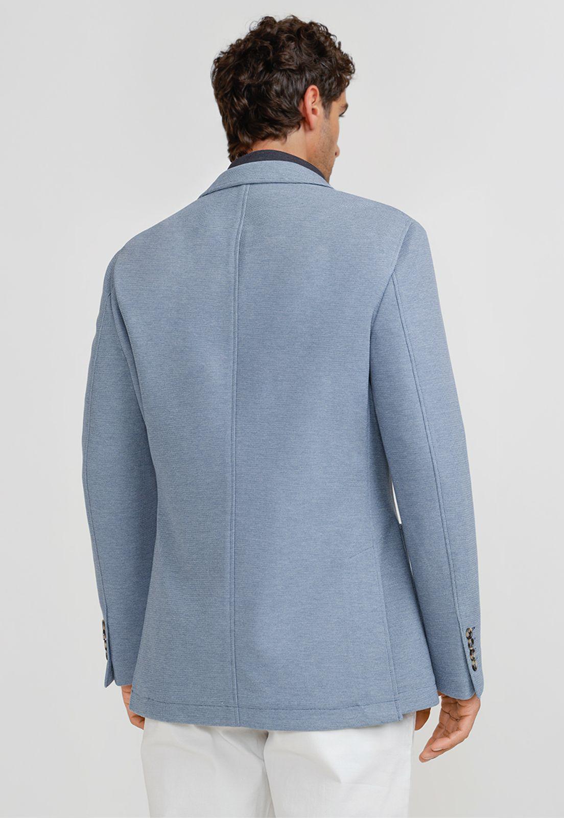 Chaqueta Hombre Tejida Basic Azul Melange-1