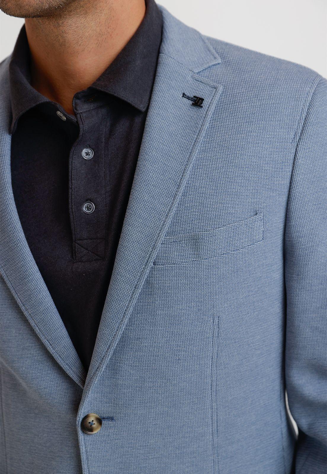 Chaqueta Hombre Tejida Basic Azul Melange-2