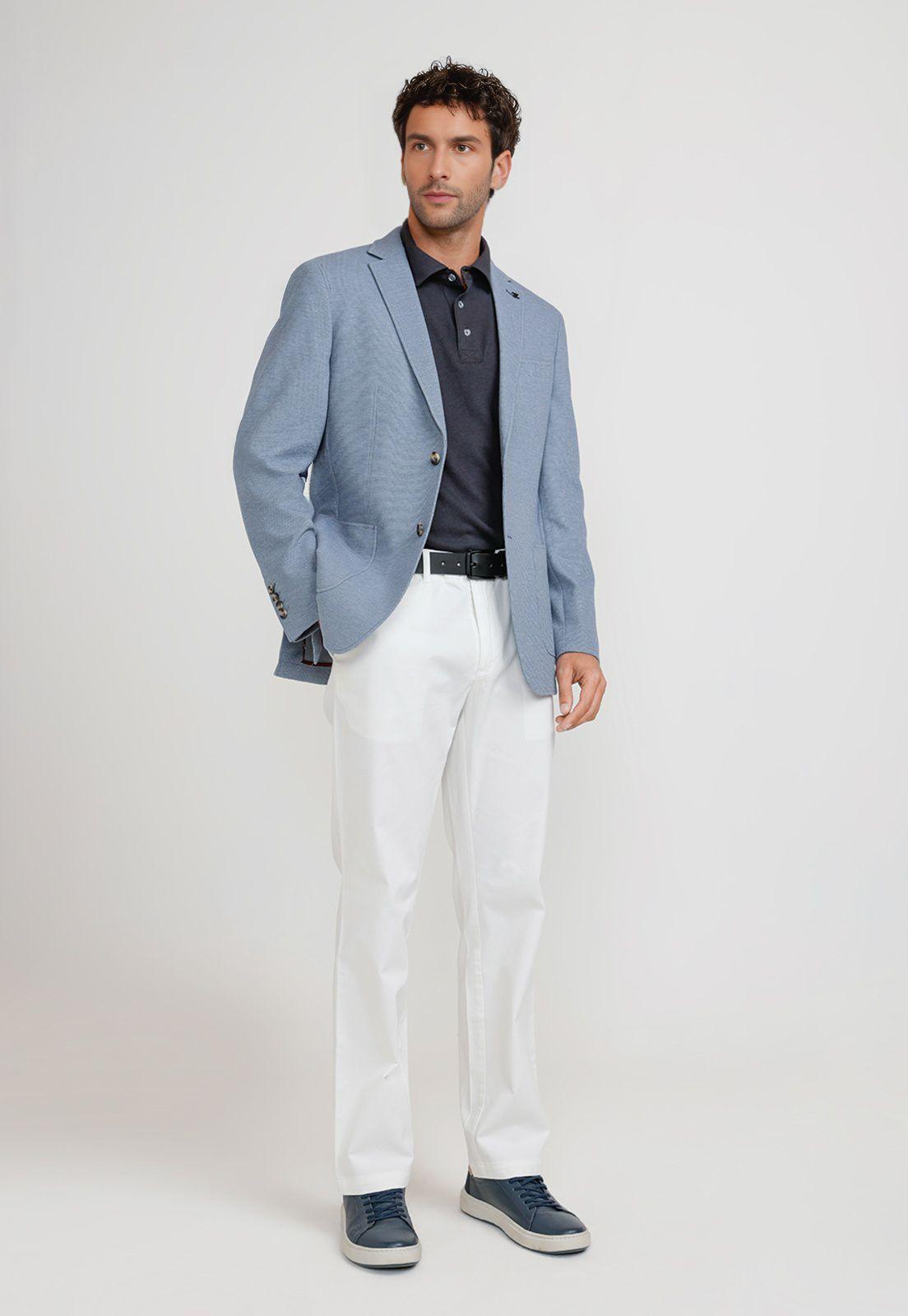 Chaqueta Hombre Tejida Basic Azul Melange-3