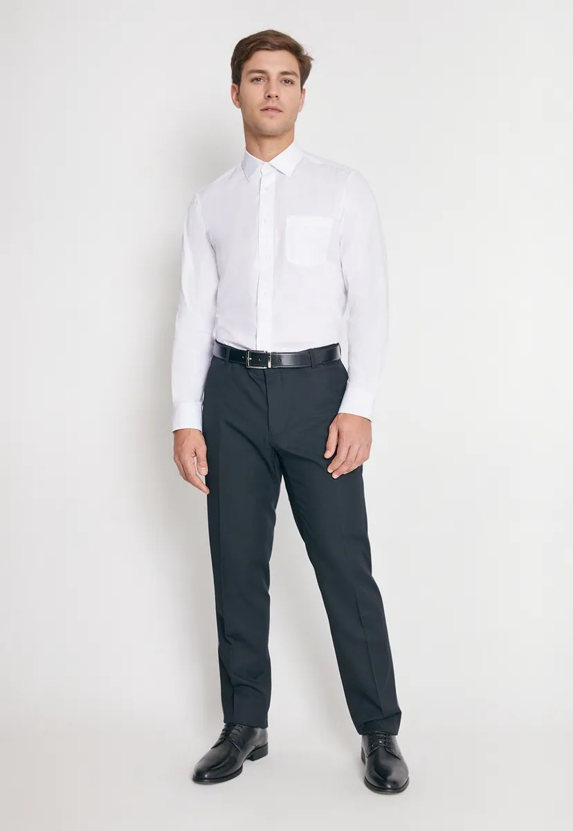 Camisa Formal Básica Lisa Regular Poplin Blanco-3