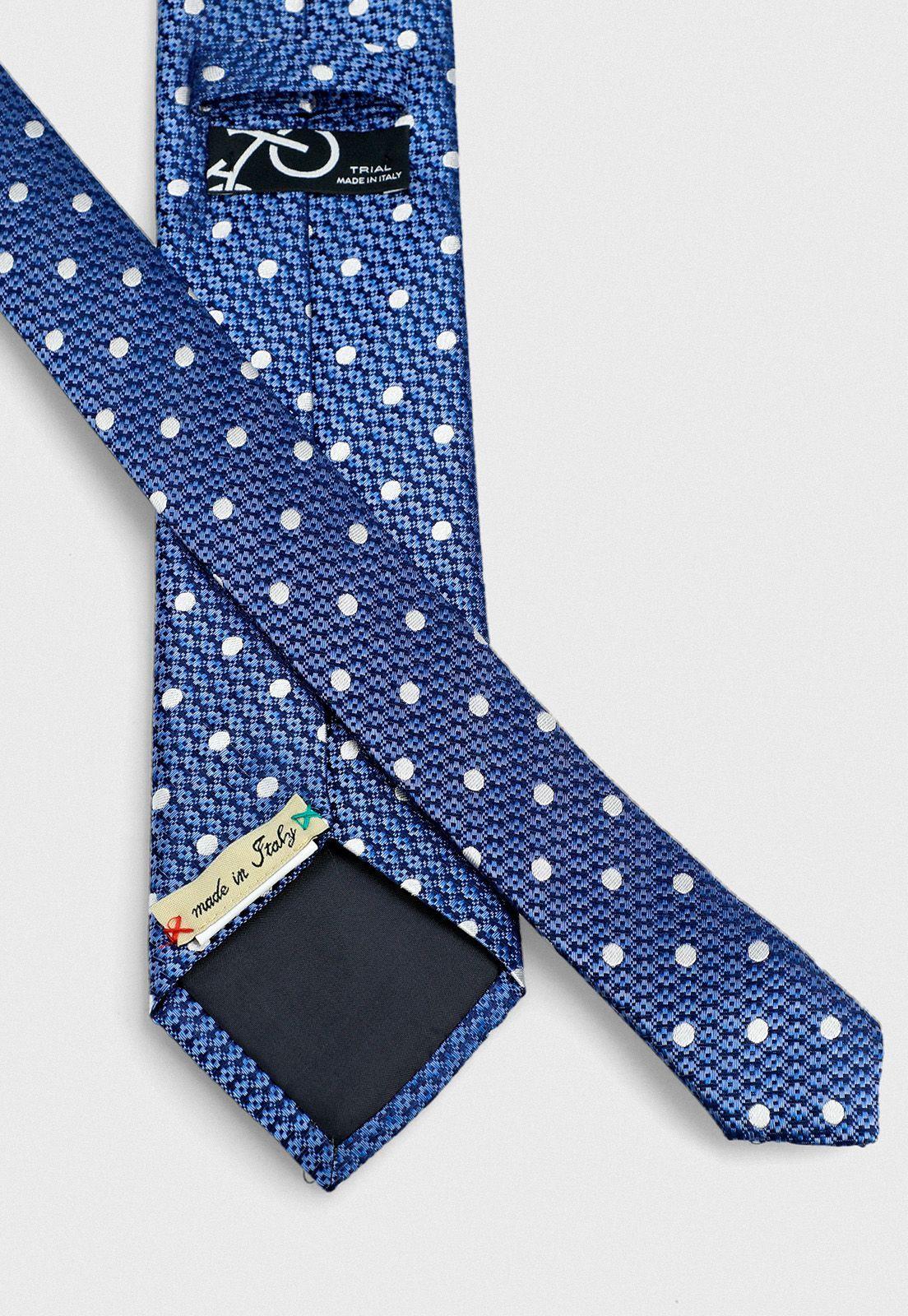 Corbata formal de seda Travel lunares 7.5 cm azul medio-2