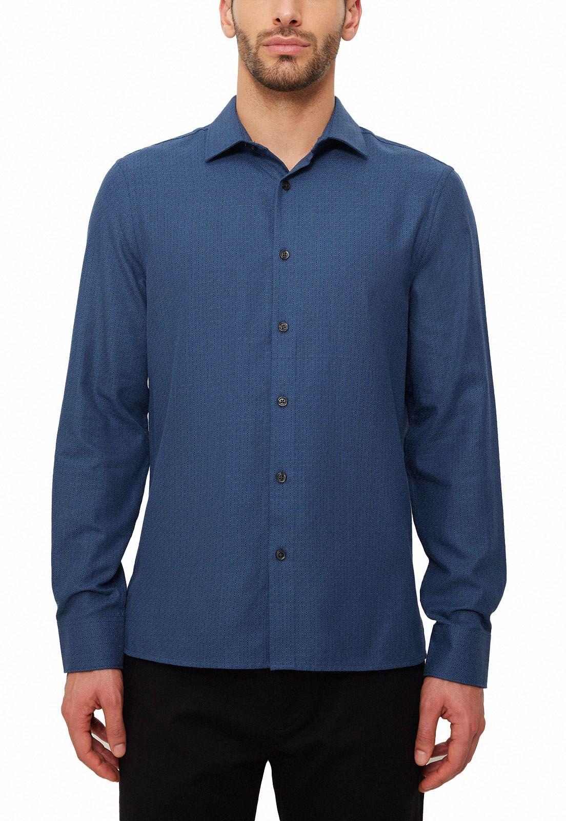Camisa Casual Diseño Geométrico Azul Medio-0