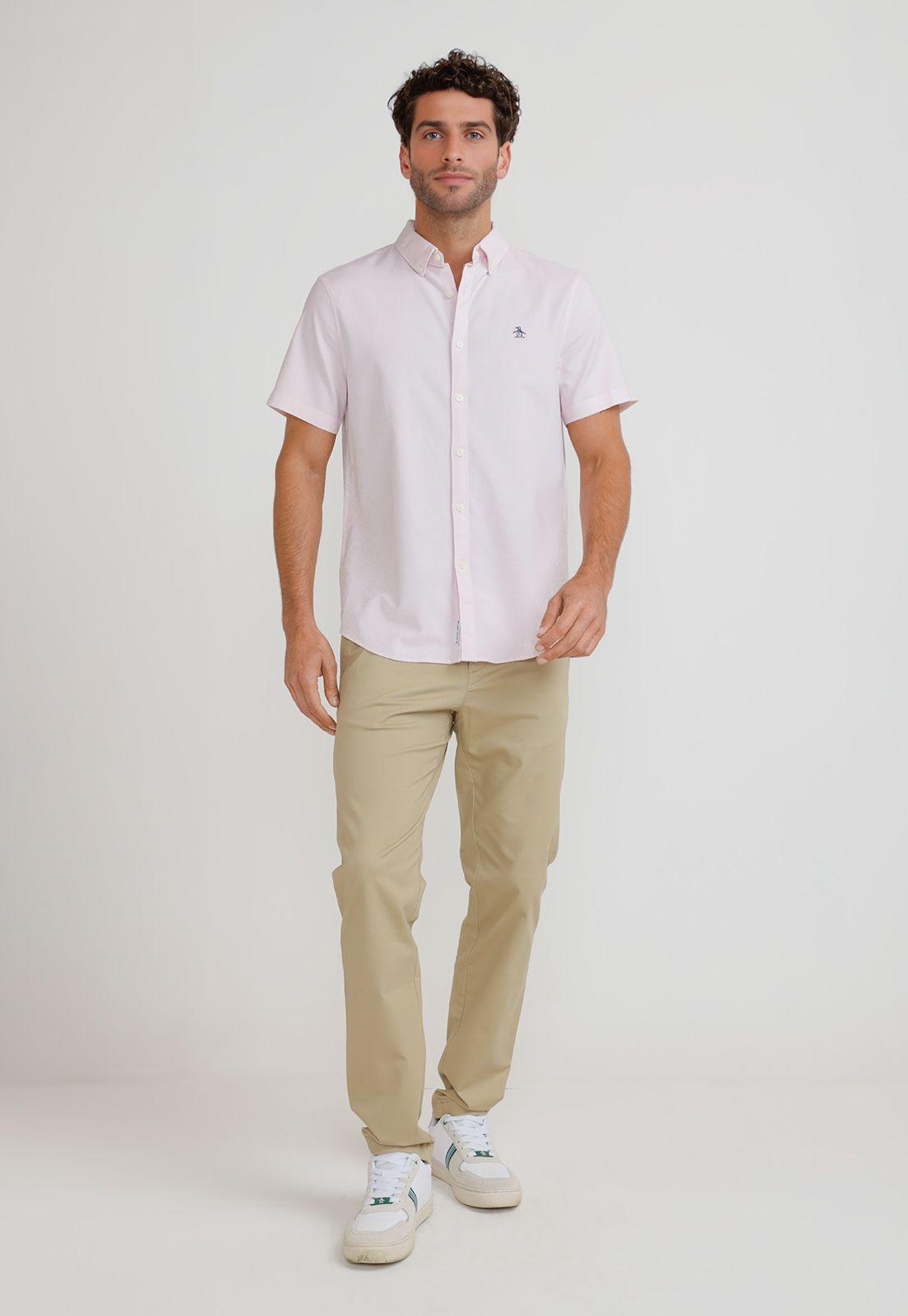 Camisa Hombre Manga Corta Rosada OPWB0037-3