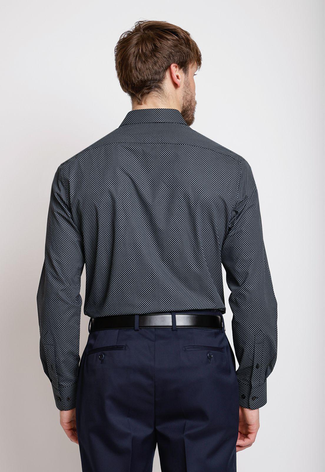 Camisa Formal Hombre Algodón Fantasía Slim Classic Negro-1