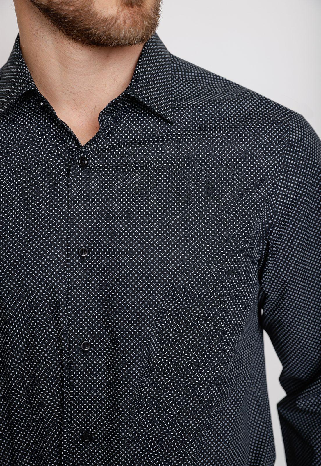 Camisa Formal Hombre Algodón Fantasía Slim Classic Negro-2