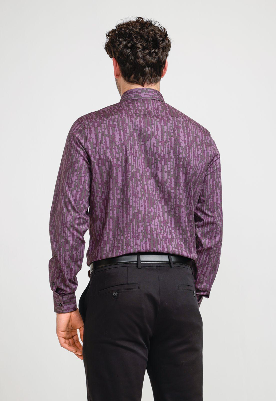 Camisa Hombre Stretch Estampada Morado-1