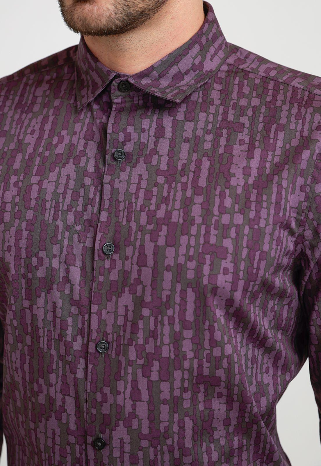 Camisa Hombre Stretch Estampada Morado-2