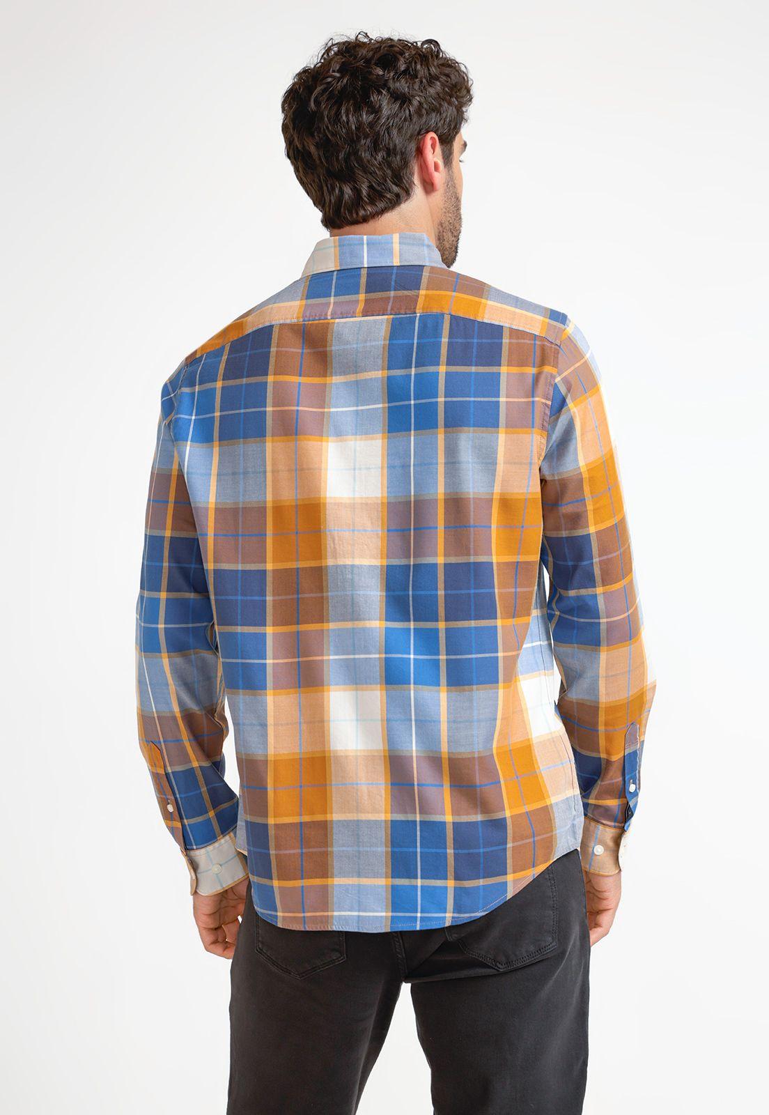 Camisa Hombre A Cuadros Mostaza-1