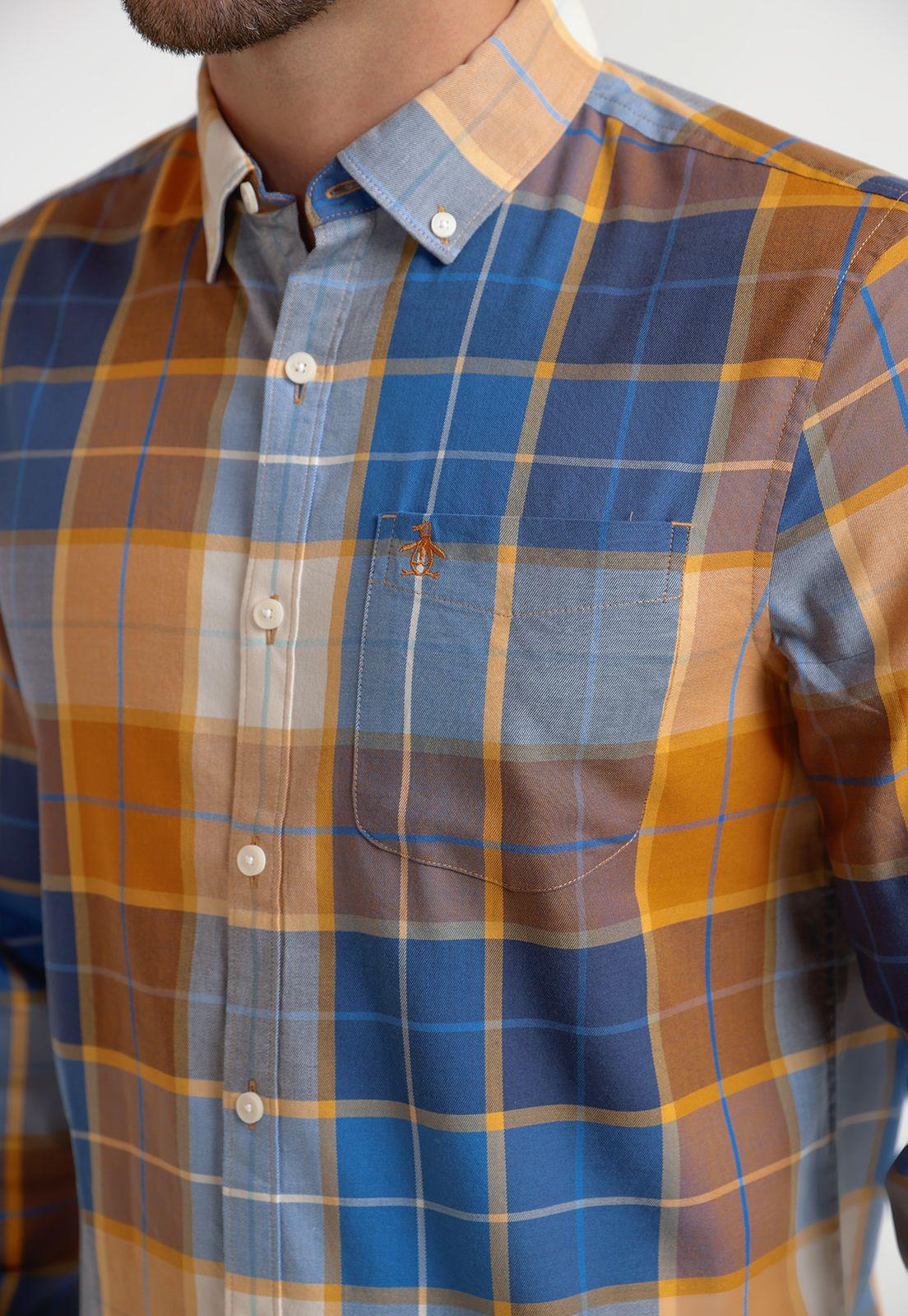 Camisa Hombre A Cuadros Mostaza-2