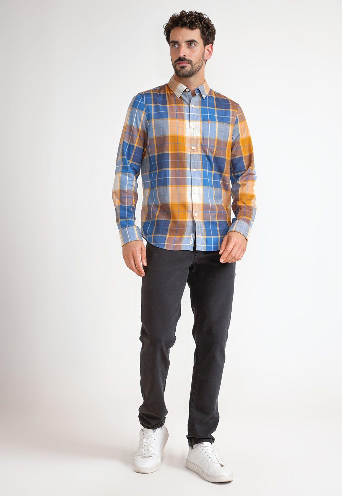 Camisa Hombre A Cuadros Mostaza-3