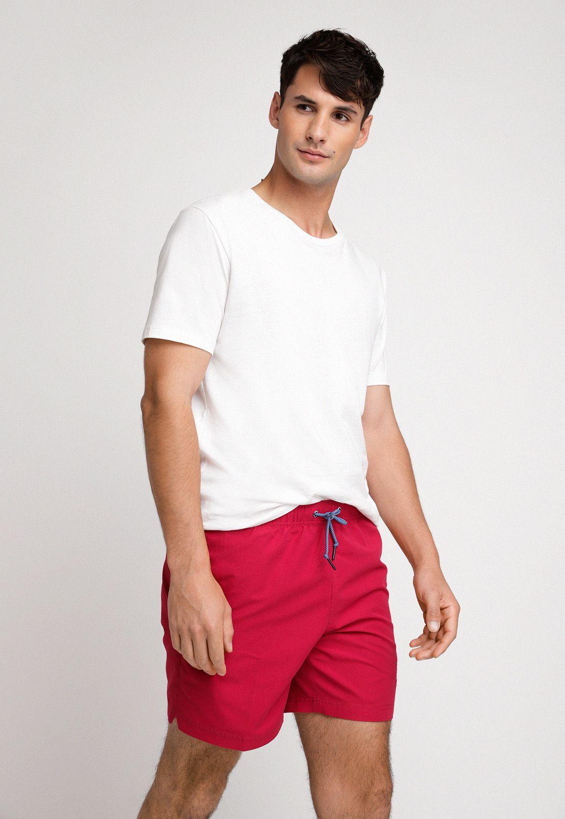 TRAJE DE BAÑO HOMBRE LISO ROJO-0