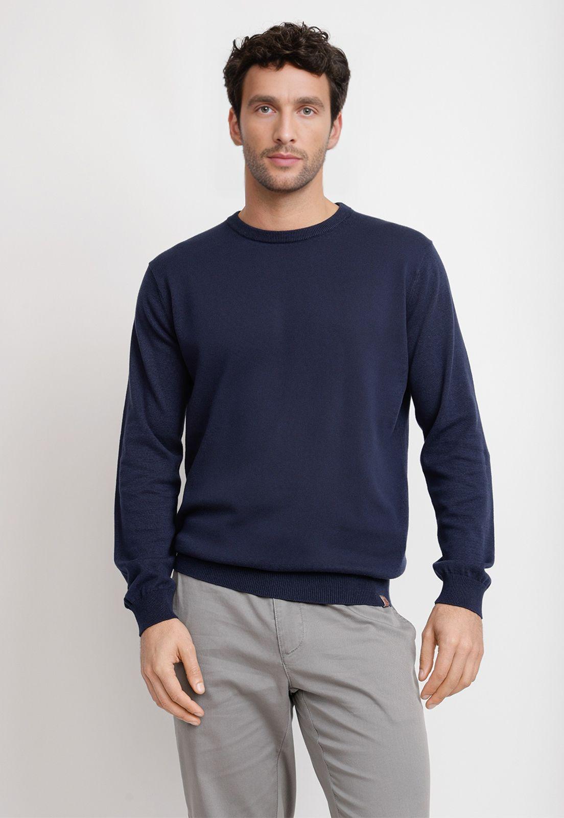 Sweater Cuello C Algodón Phelps Azul Marino-0