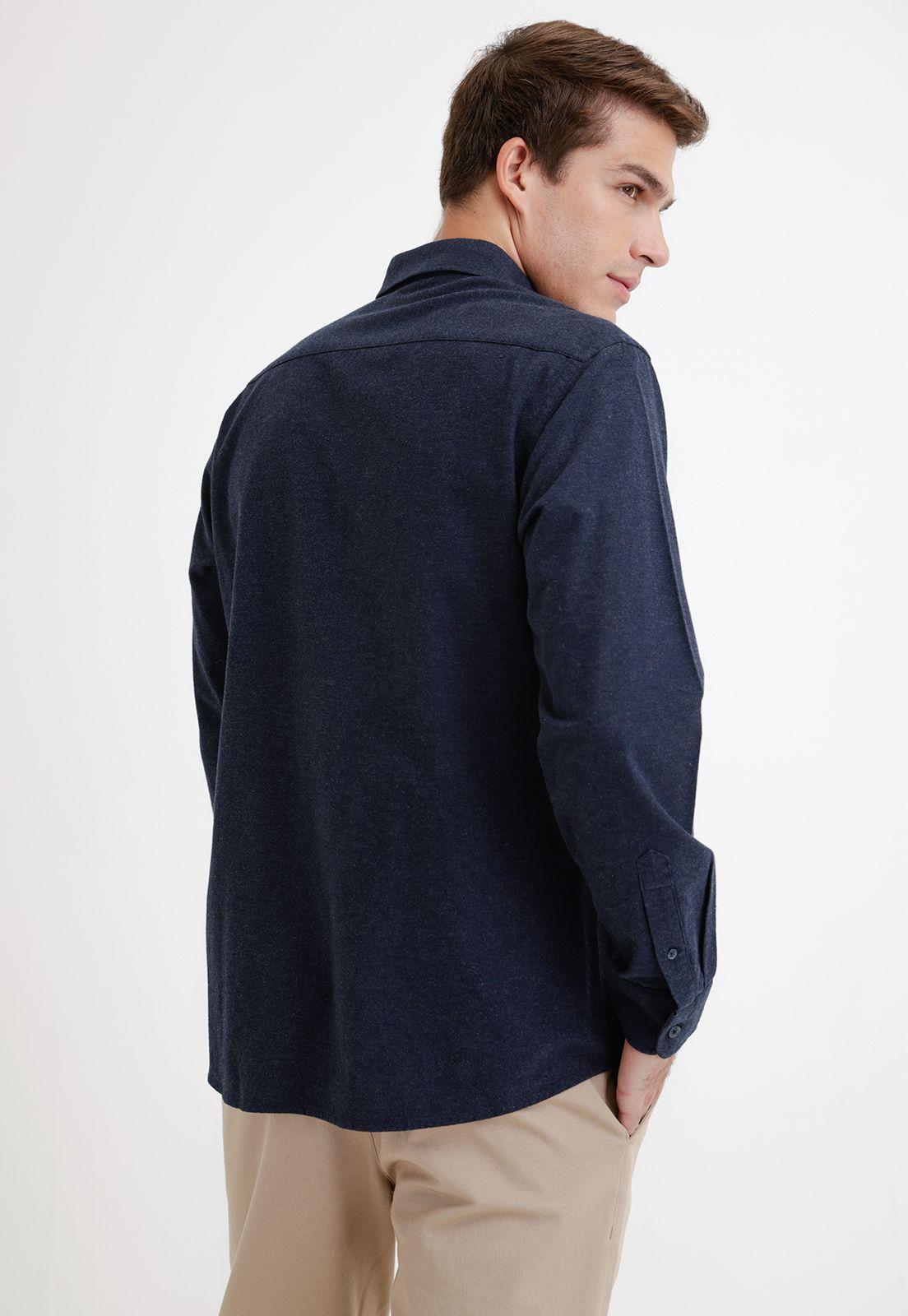 Camisa hombre franela azul marino-1