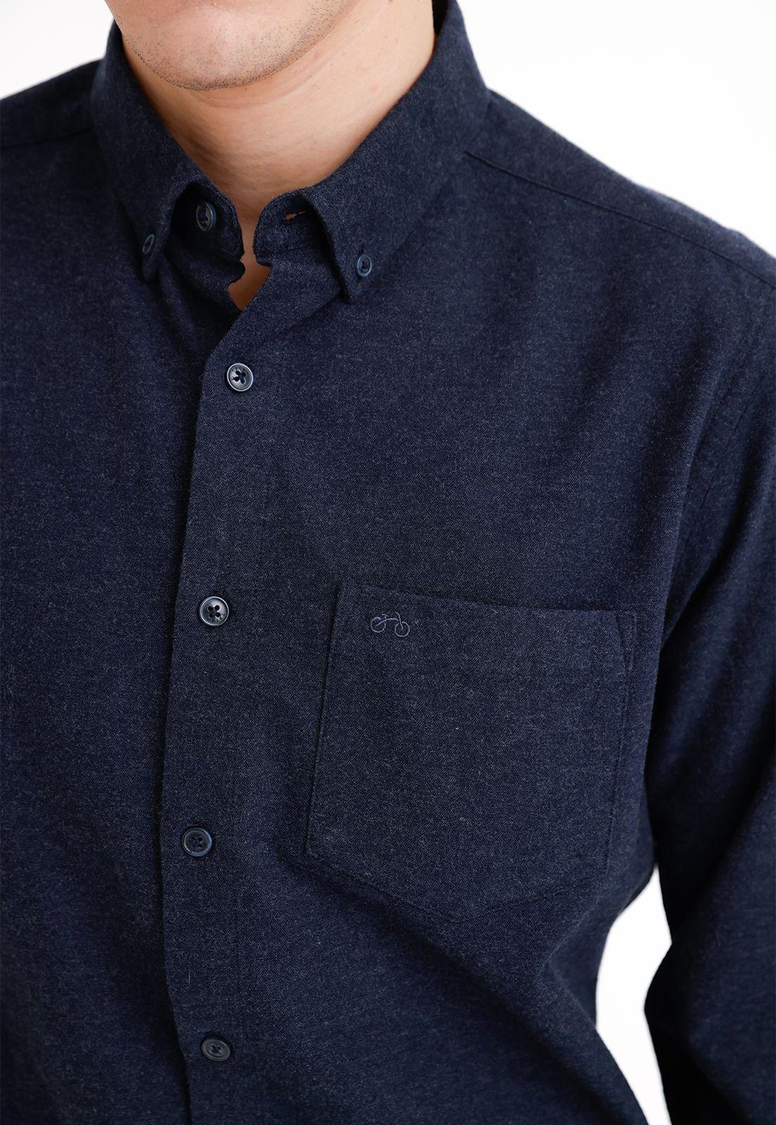 Camisa hombre franela azul marino-2