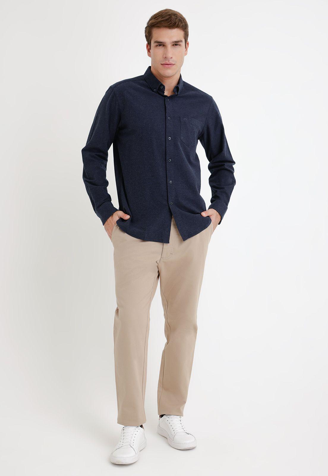 Camisa hombre franela azul marino-3