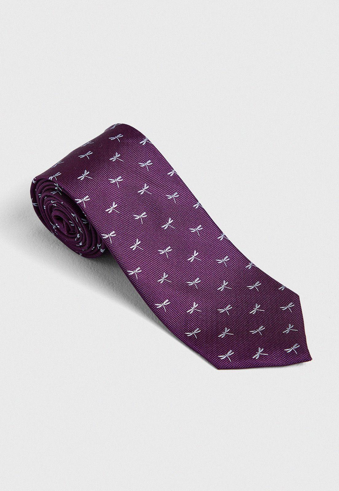 Corbata de seda libélula rojo-0