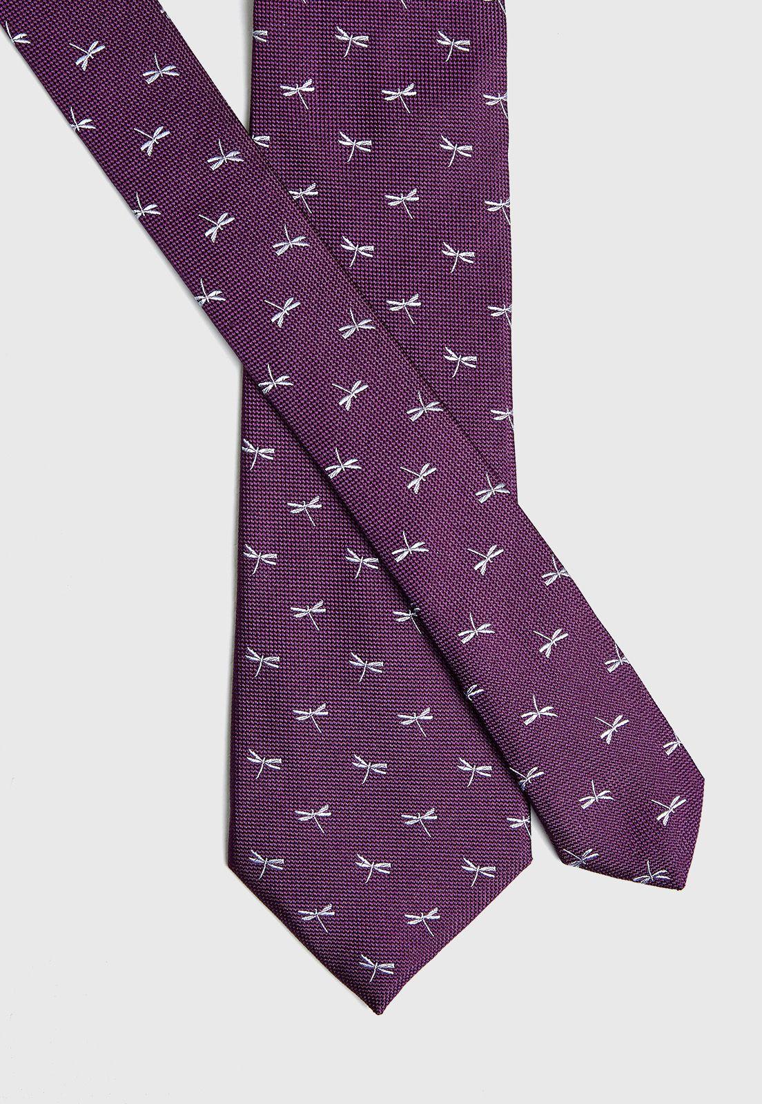 Corbata de seda libélula rojo-1