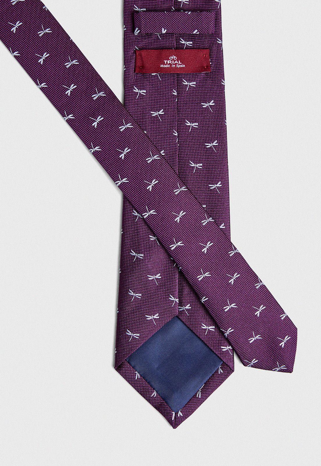 Corbata de seda libélula rojo-2