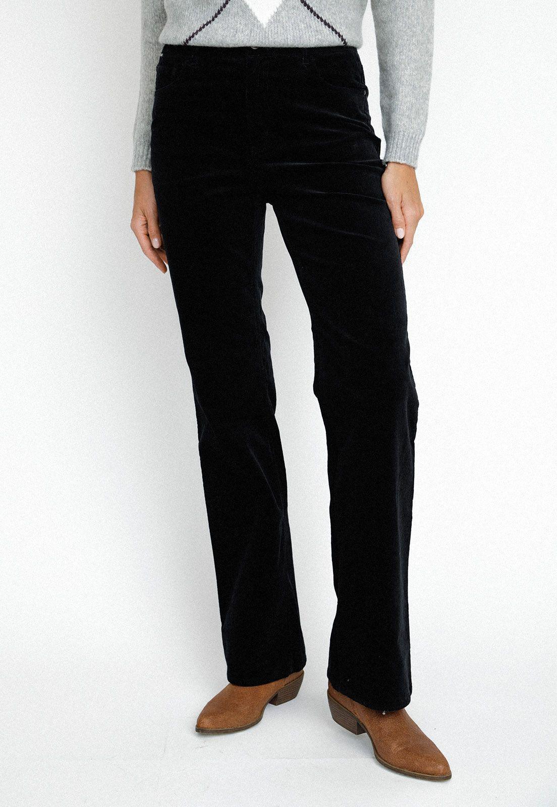 Pantalón De Cotelé De Mujer Ishang Color Negro-0