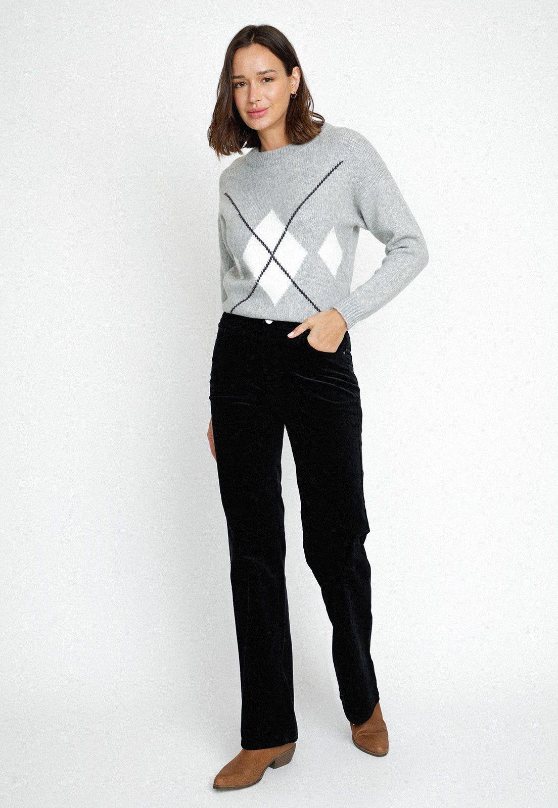 Pantalón De Cotelé De Mujer Ishang Color Negro-3