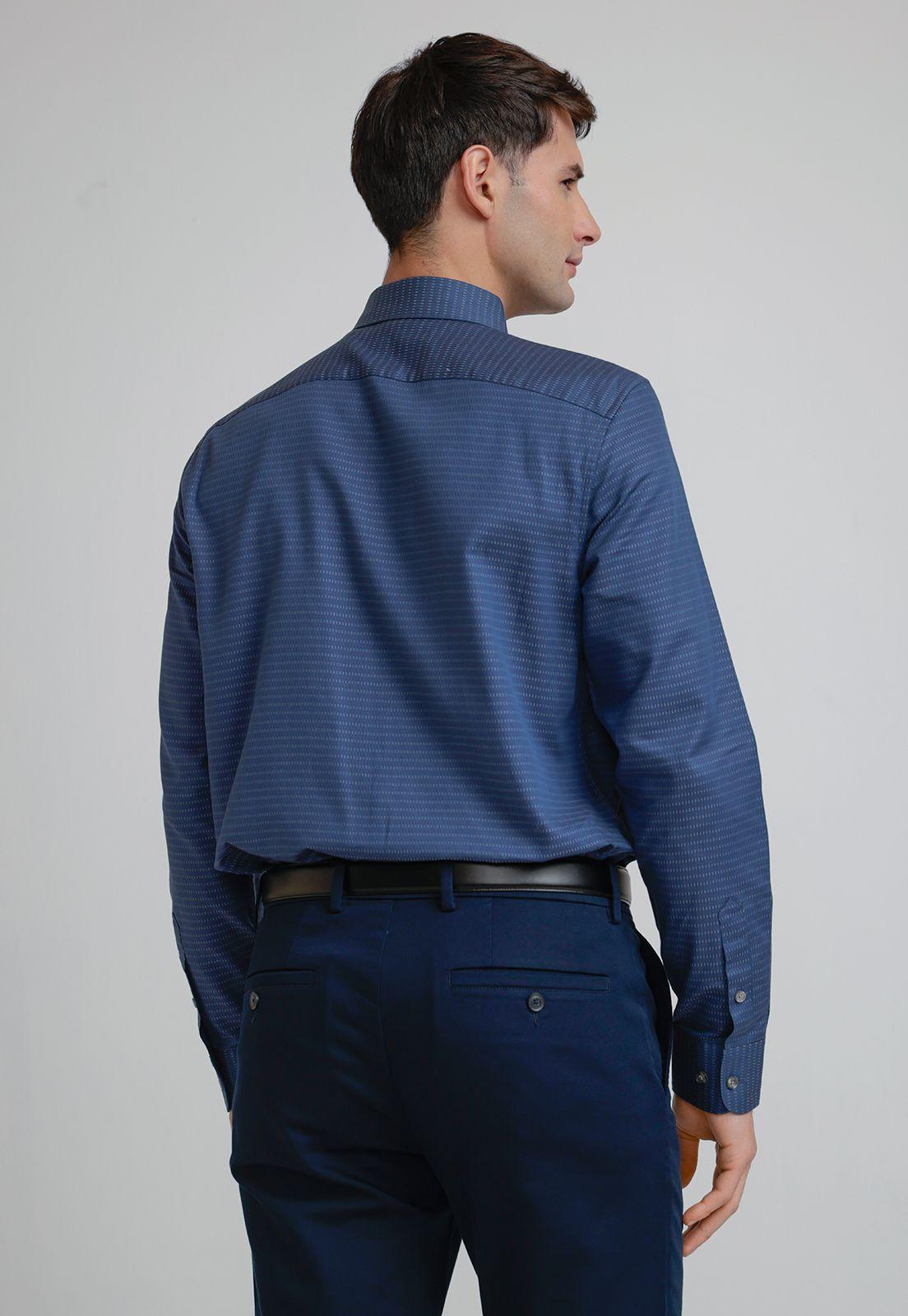 Camisa Hombre Dobby Azul Piedra-1