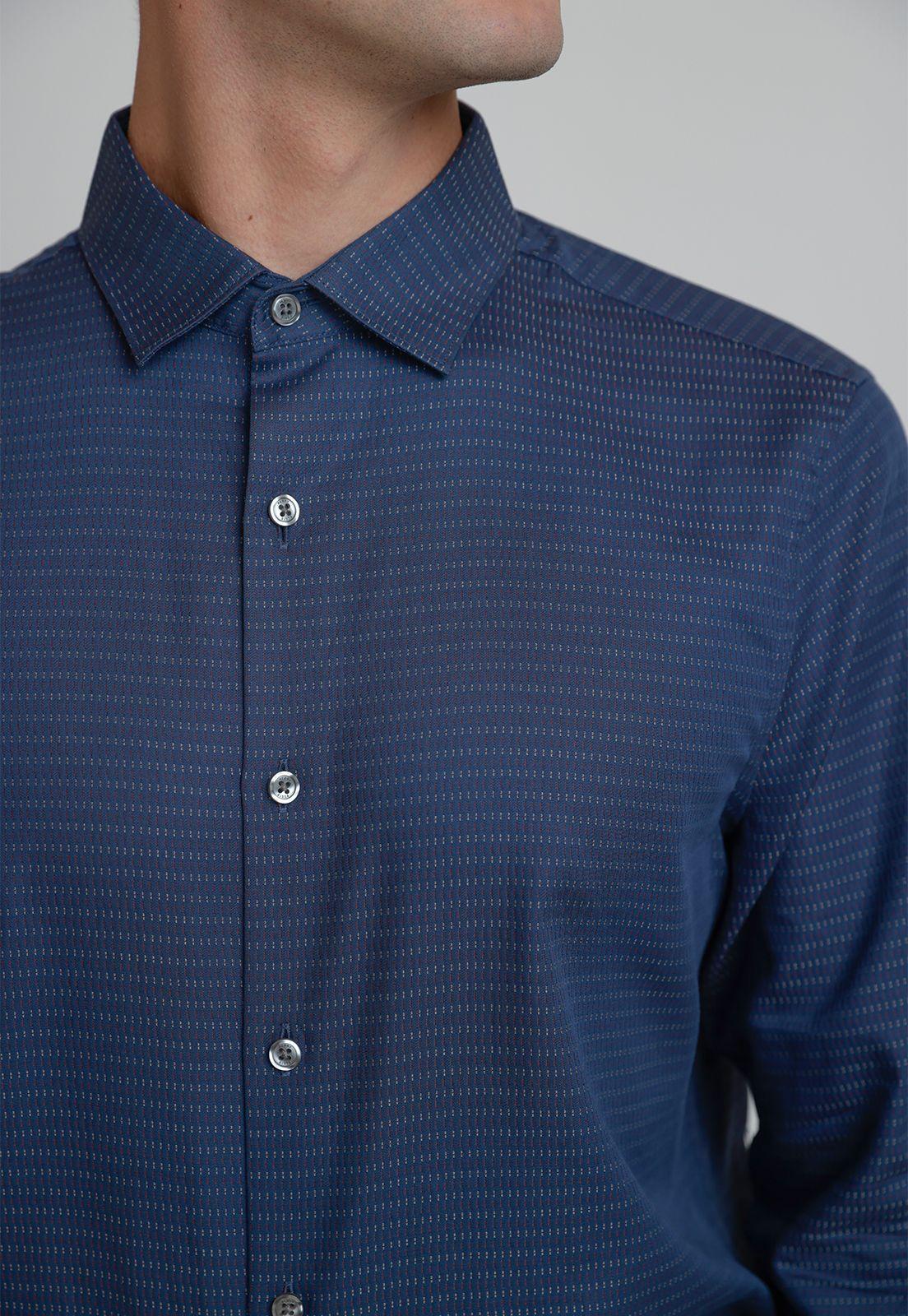 Camisa Hombre Dobby Azul Piedra-2