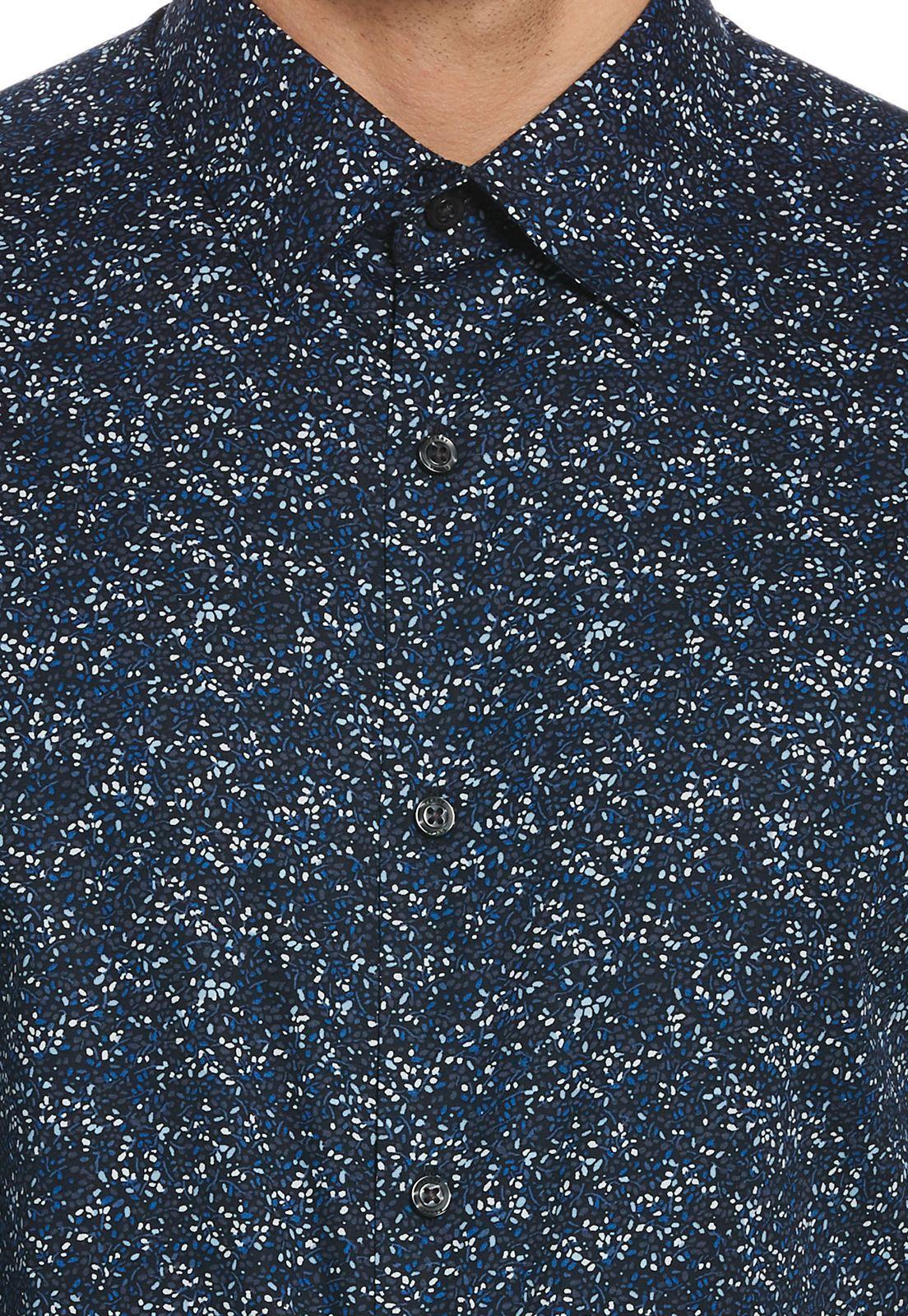 Camisa Azul Estampado Floral-2