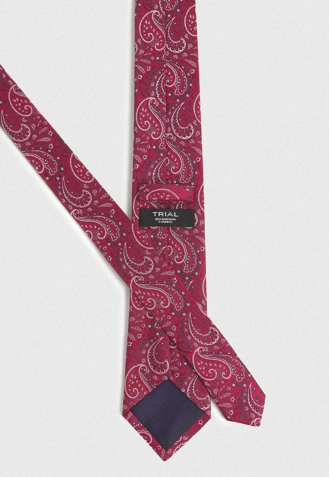 Corbata Formal Hombre Mezcla Seda Algodón Diseño Travel Rojo-1