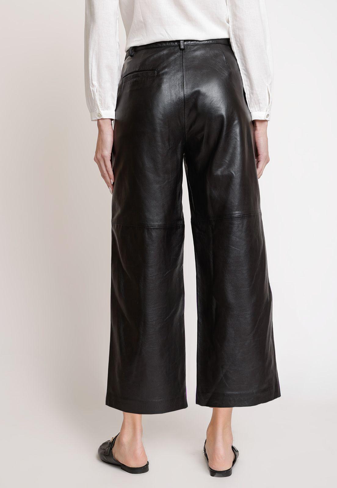 Pantalón De Cuero Mujer Modelo Cora Color Negro-1