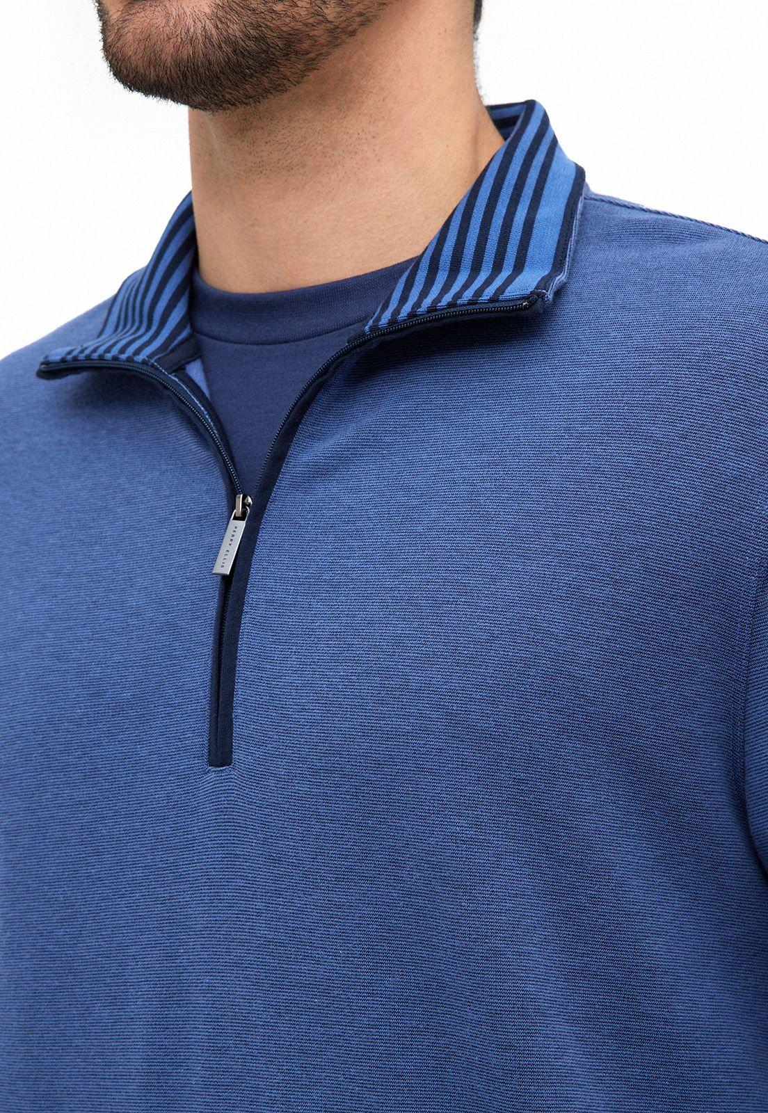 Polerón Icon Quarter Zip Azul Piedra-2