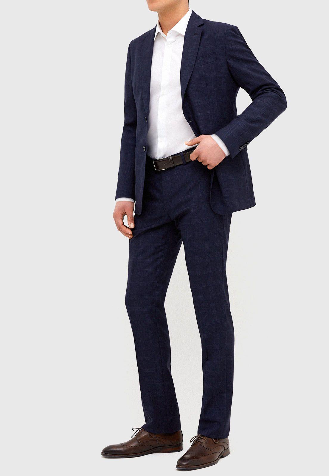 Traje Italiano Cuadros Azul-0