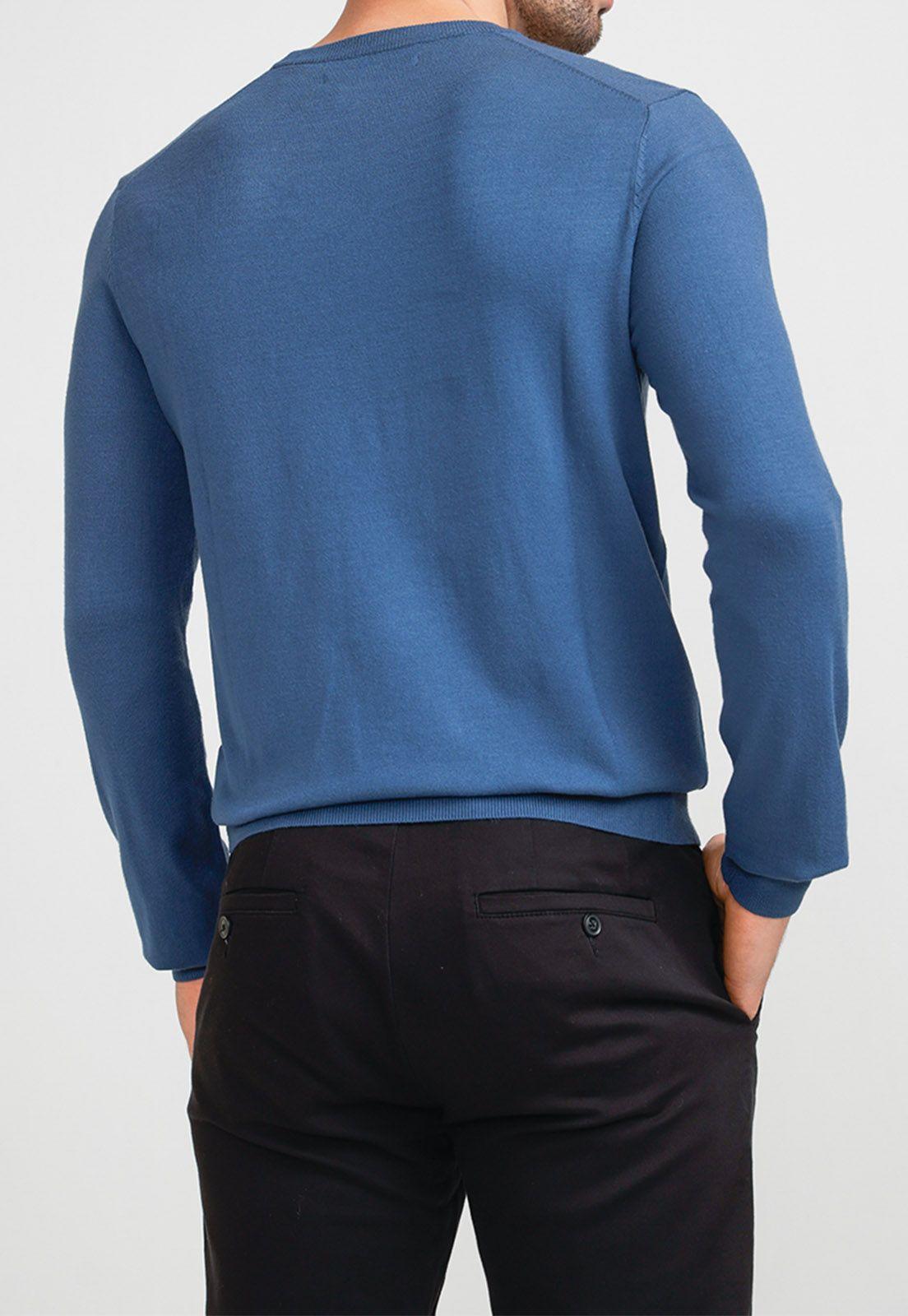 Sweater Hombre Cuello Redondo Azul Piedra-1