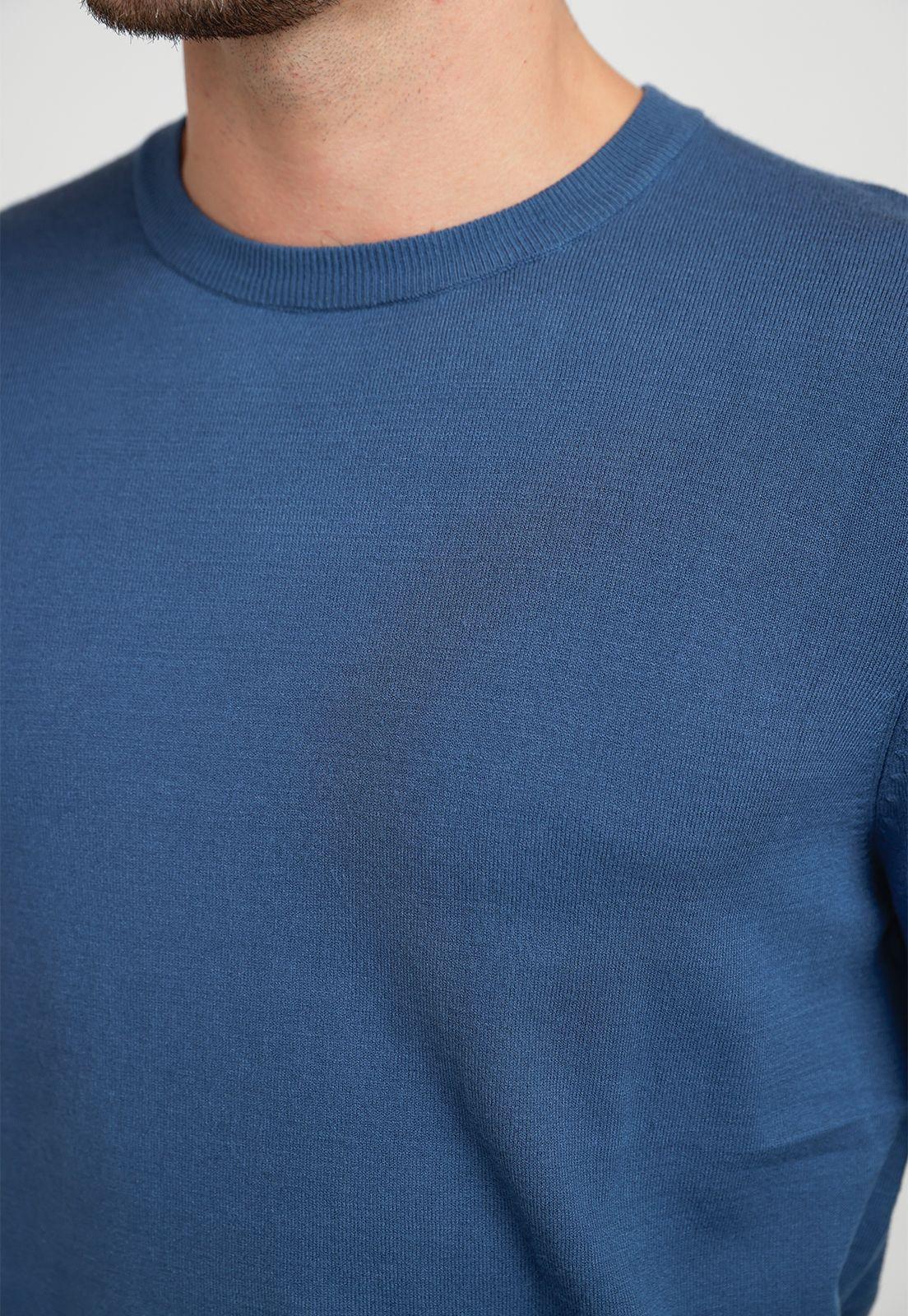 Sweater Hombre Cuello Redondo Azul Piedra-2