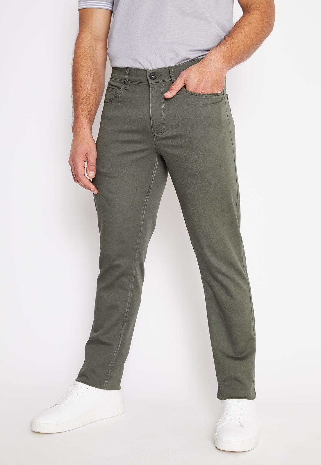 Pantalón Hombre Casual 5 Bolsillos Verde Militar-0