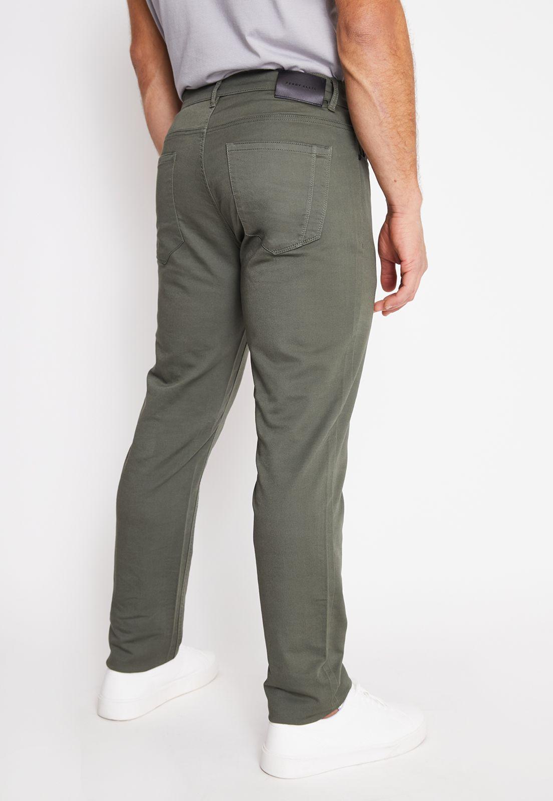 Pantalón Hombre Casual 5 Bolsillos Verde Militar-1