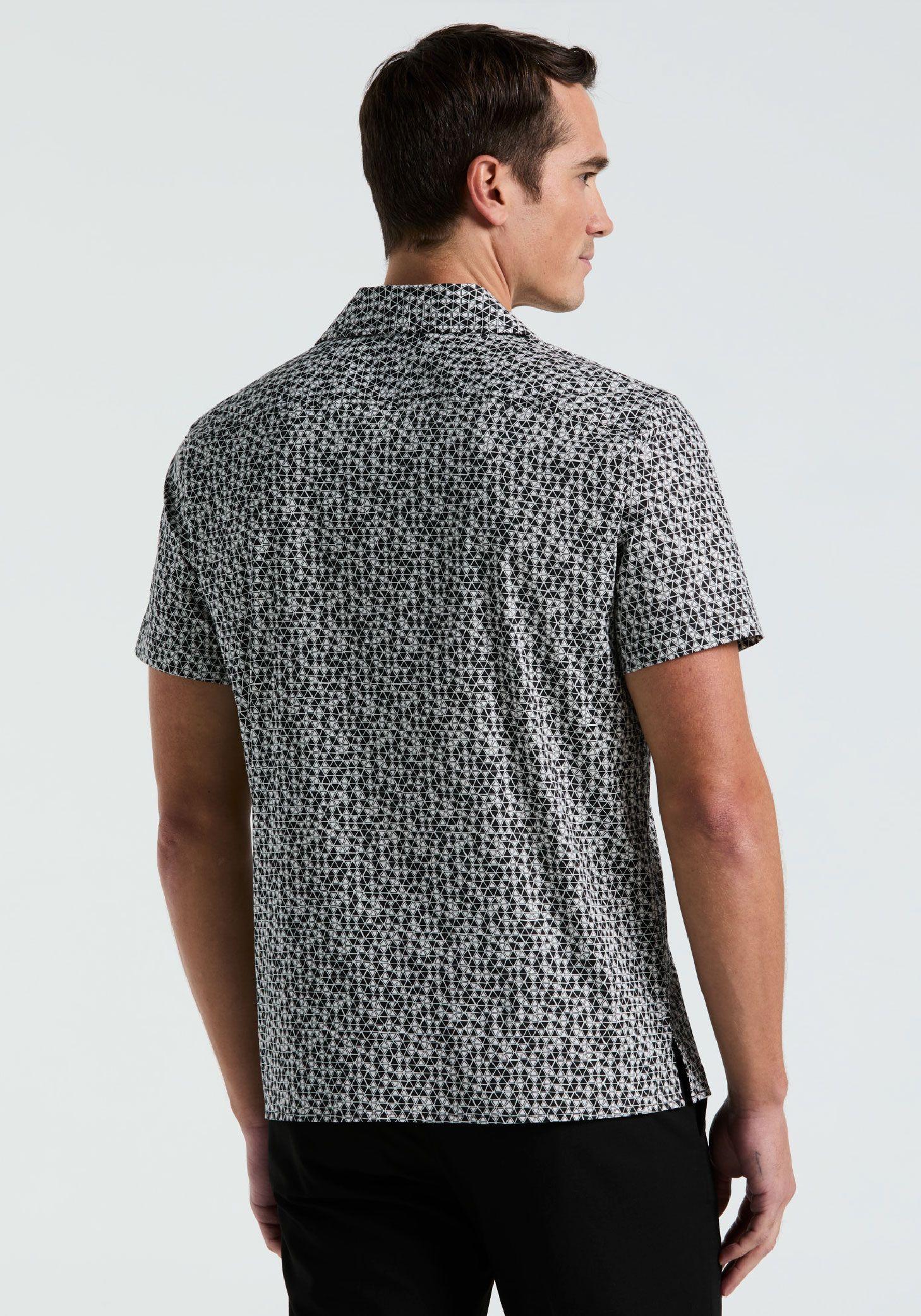 Camisa Hombre Manga Corta Estampada Negro 4KSW7008-1