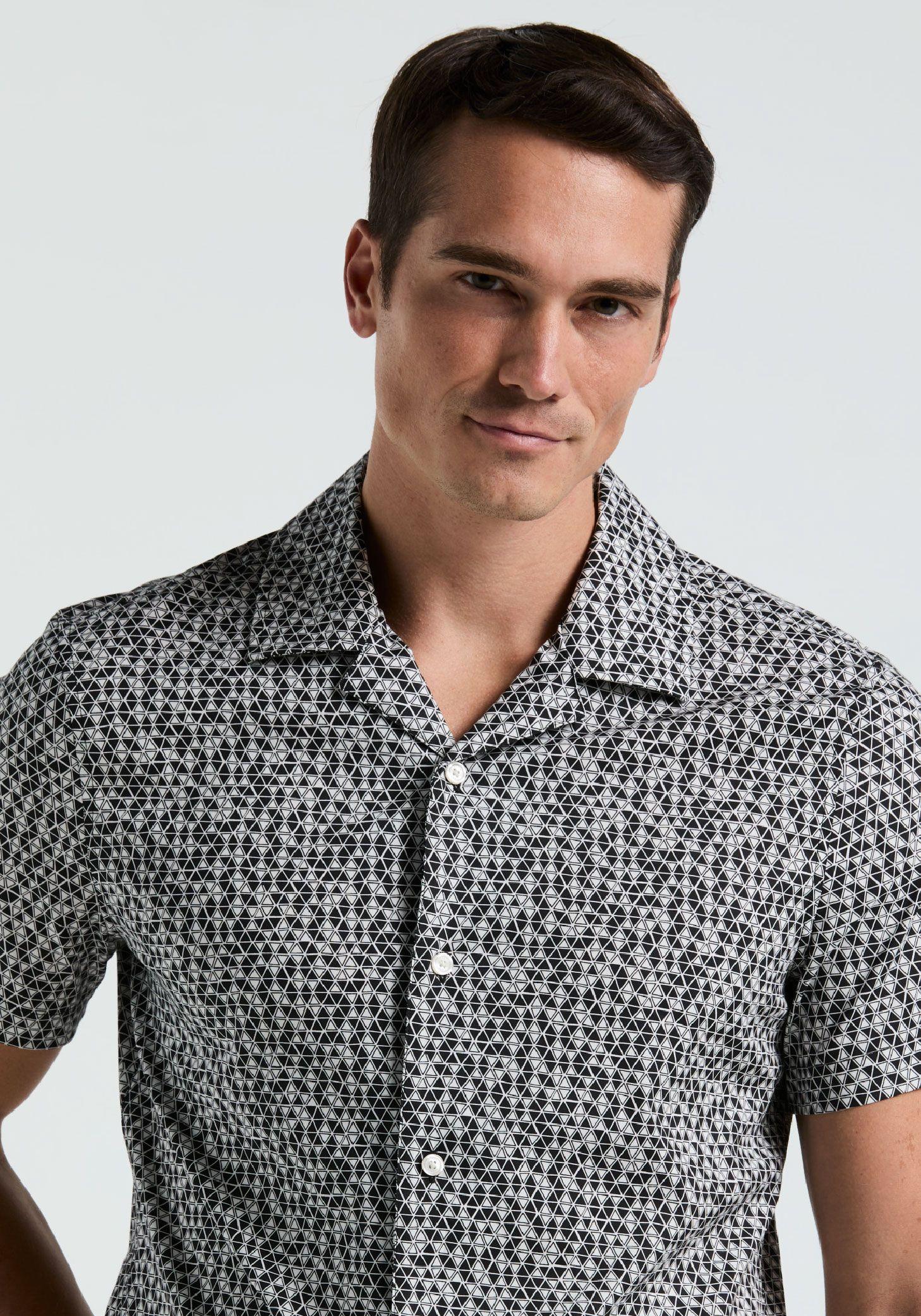 Camisa Hombre Manga Corta Estampada Negro-2