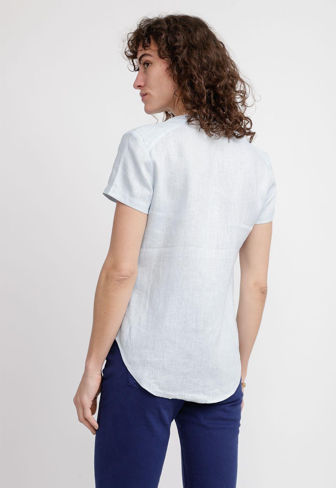 Blusa Mujer Keiko Lino Celeste-1
