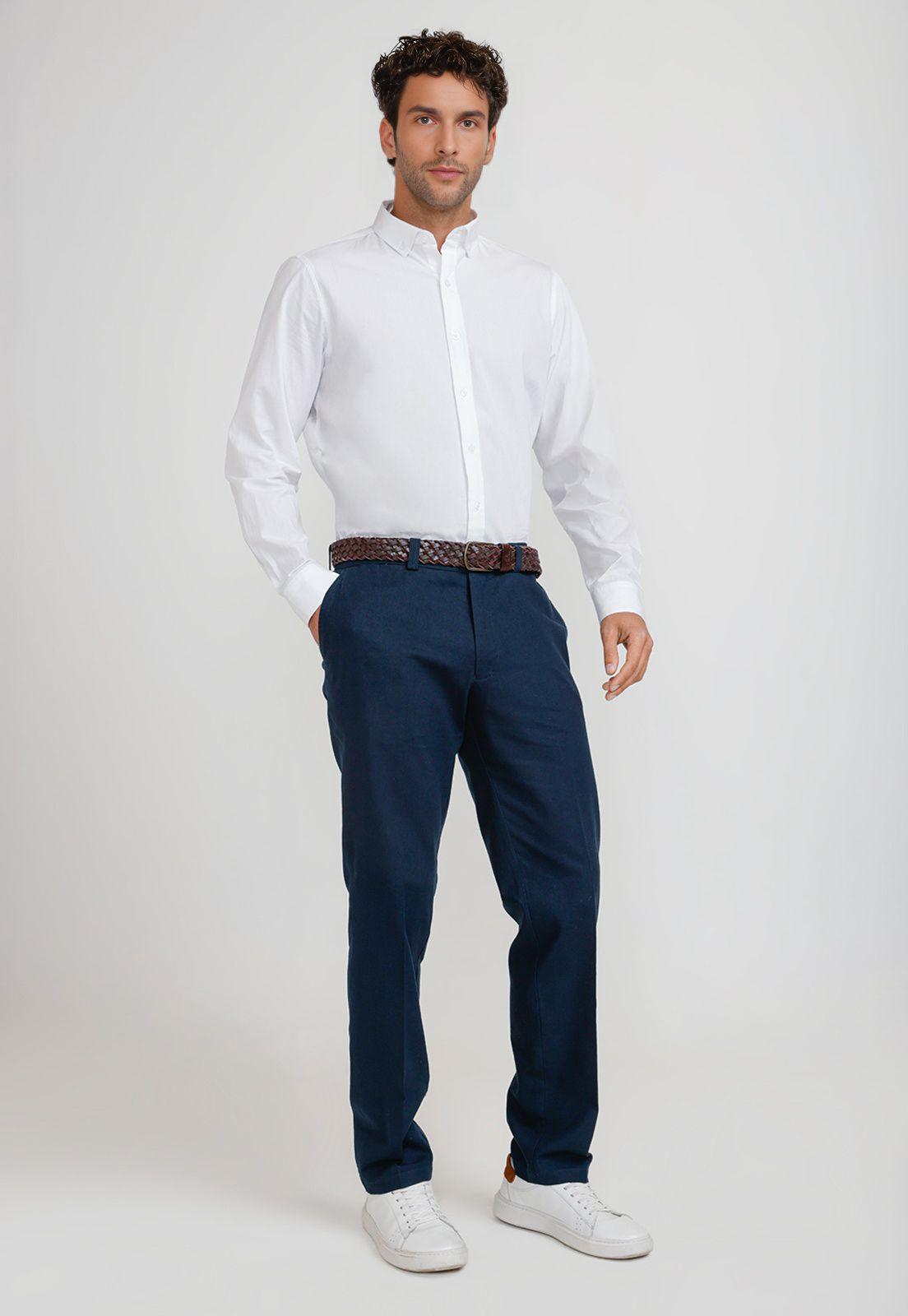 Pantalón Hombre Lino Venancio Azul Marino-3